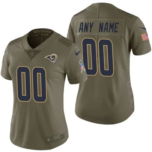 Woman's Los Angeles Rams Olive 2017 Salute to Service Limited Customized Jersey -