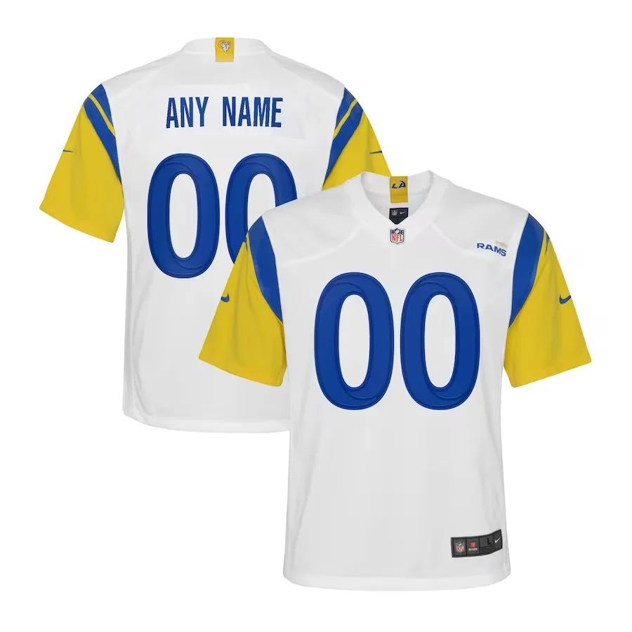 Youth White Los Angeles Rams Alternate Custom Game Jersey -