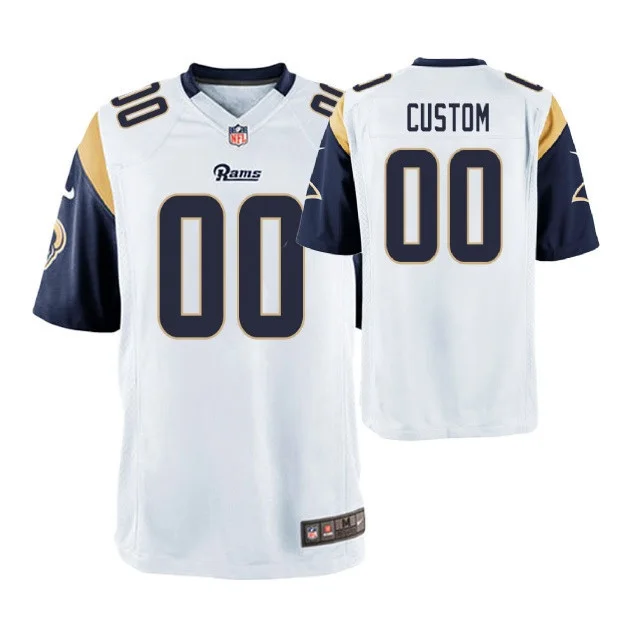 Youth's - Los Angeles Rams #00 Custom White Game Jersey -