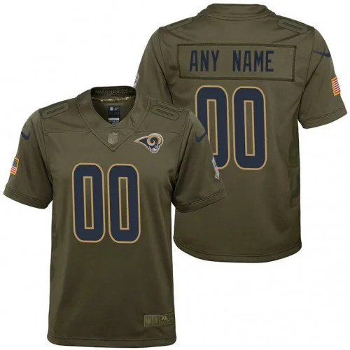 Youth's Los Angeles Rams Olive 2017 Salute to Service Game Customized Jersey -