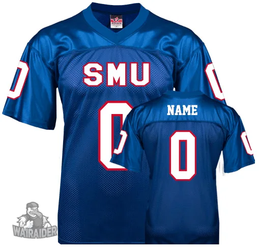 Men's SMU Mustangs Blue Custom Football Jersey, NCAA jerseys -