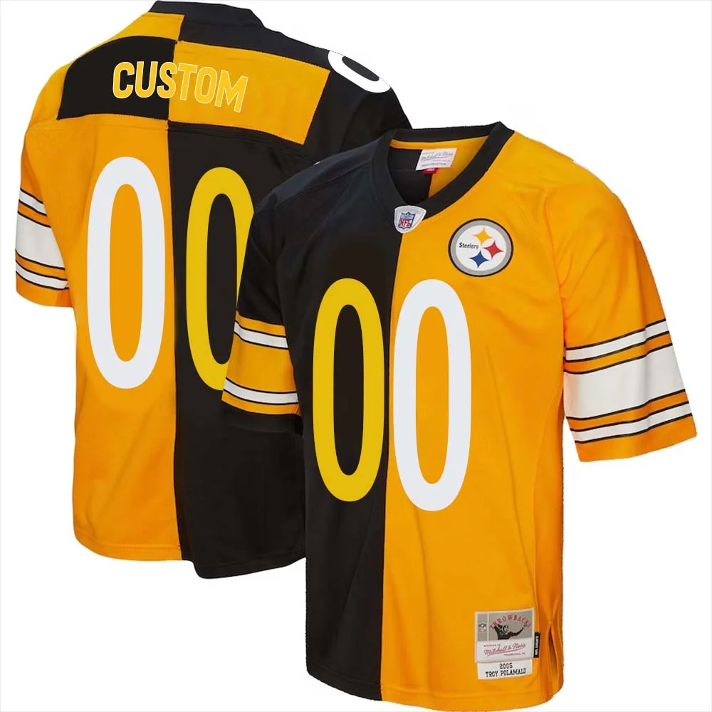 Custom Pittsburgh Steelers Mitchell & Ness 2005 Split Legacy  Jersey - Black Gold