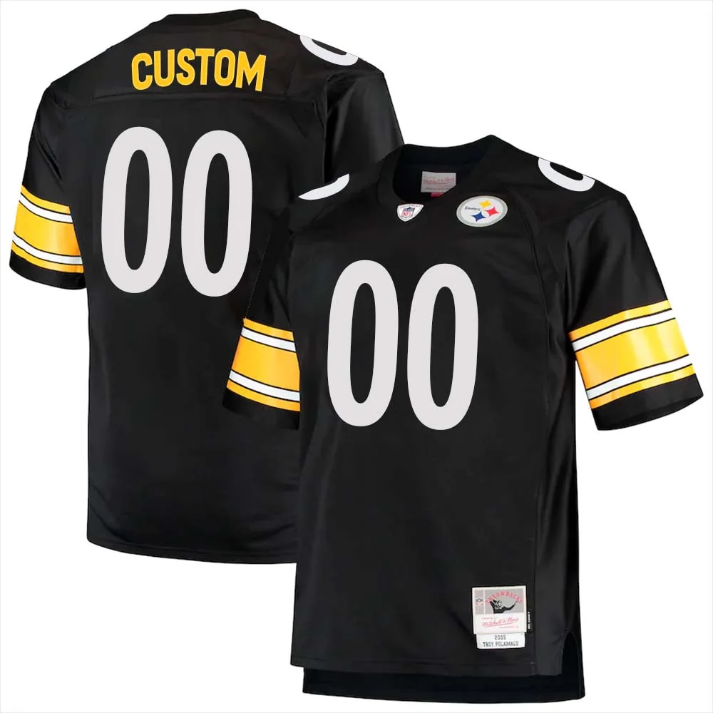 Custom Pittsburgh Steelers Mitchell & Ness Big & Tall 1976 Legacy Retired Player Jersey - Black -