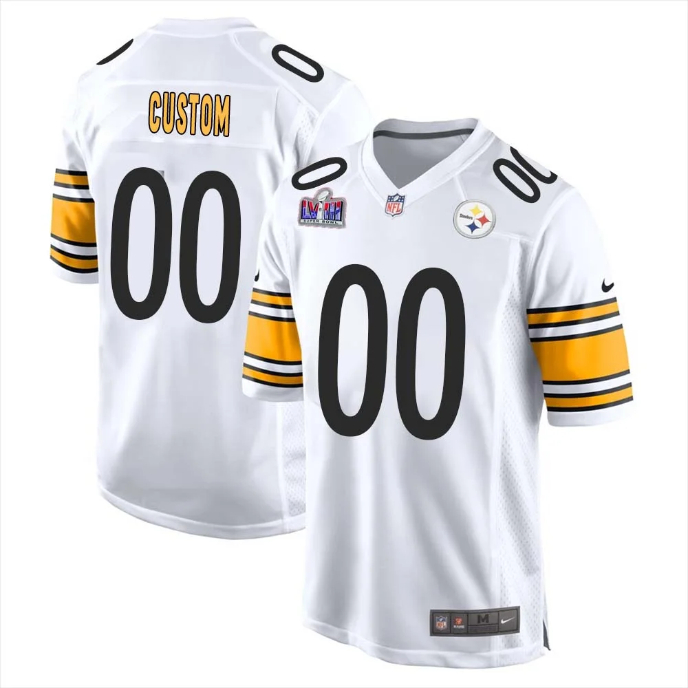 Custom Pittsburgh Steelers Super Bowl LVIII Away Game Player Jersey for Men - White -