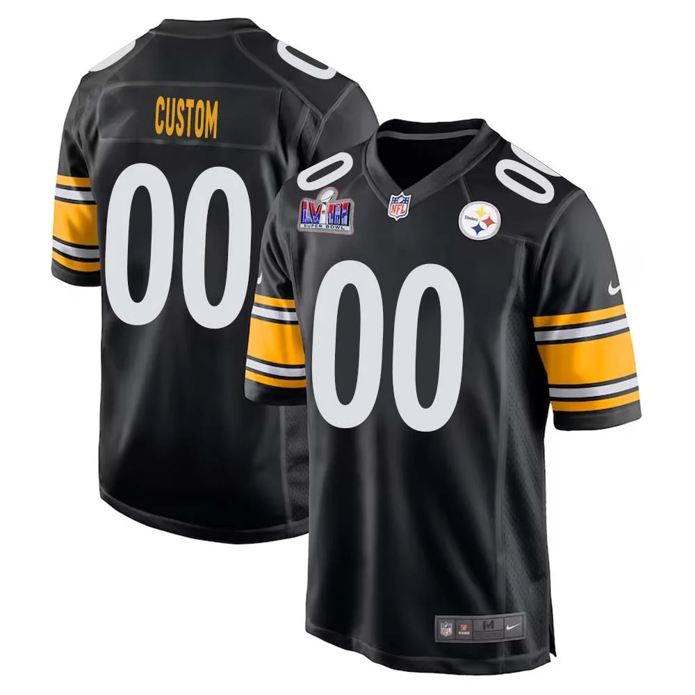 Custom Pittsburgh Steelers Super Bowl LVIII Men Home Game Player Jersey - Black -