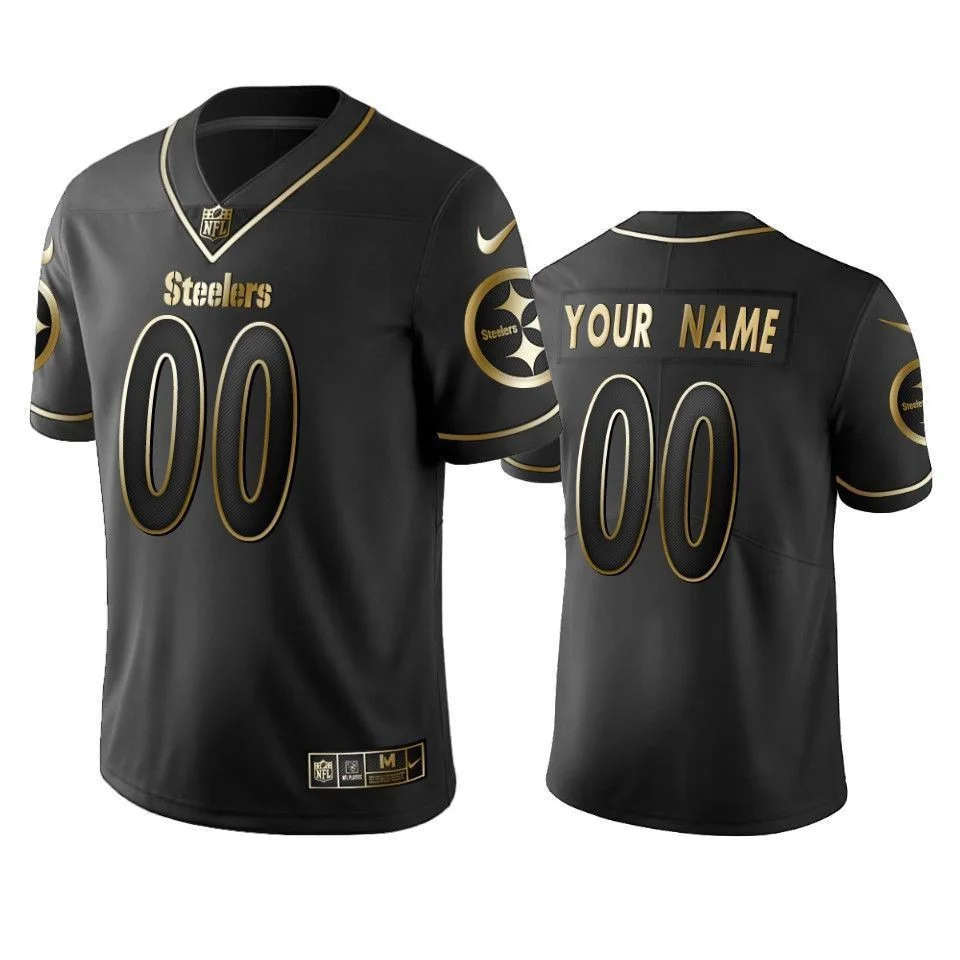 Custom Steelers Jersey for Men 2019 Pittsburgh Steelers Custom Black Golden Edition Vapor Untouchable Limited Jersey -