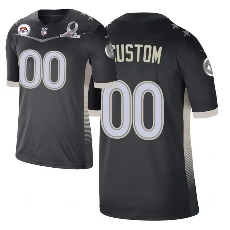 Custom Steelers Jersey for Men Pittsburgh Steelers #00 Custom Anthracite 2021 AFC Pro Bowl Game Jersey -