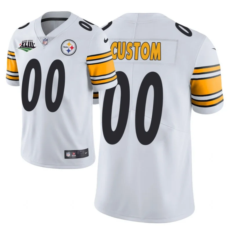 Custom Steelers Jersey for Men Pittsburgh Steelers #00 Custom White Super Bowl XLIII Patch Vapor Limited Jersey -