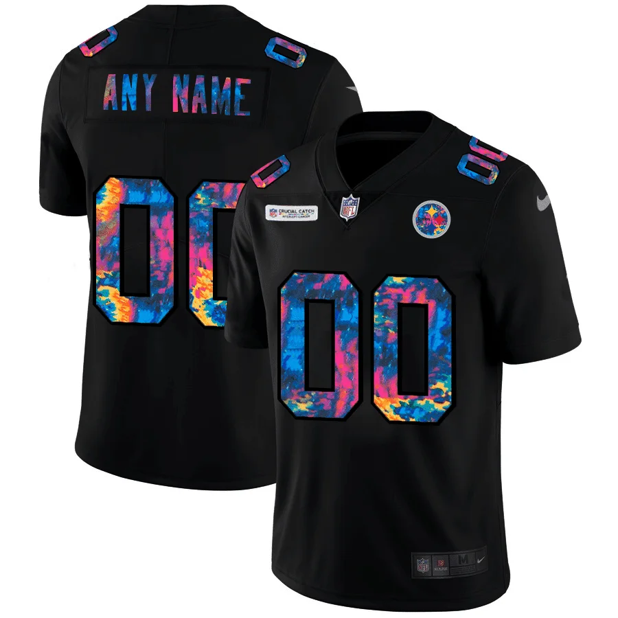 Custom Steelers Jersey for Men Pittsburgh Steelers Custom Multi-Color Black 2020 Crucial Catch Vapor Untouchable Limited Jersey -
