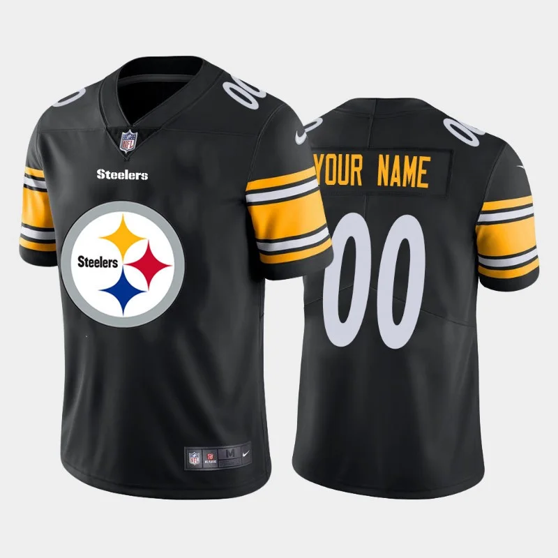 Custom Steelers Jersey for Men Pittsburgh Steelers Customized Black Team Big Logo Vapor Untouchable Limited Jersey -