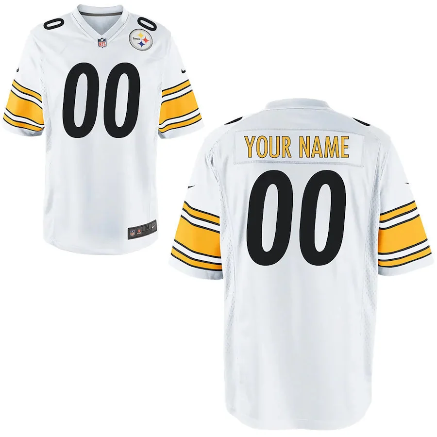 Custom Steelers Jersey for Men Pittsburgh Steelers Game Road Jersey - White - Custom -