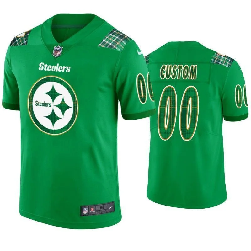 Custom Steelers Jersey for Men St. Patrick's Day Pittsburgh Steelers Custom Jersey Kelly Green -