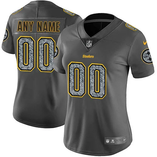 Custom Steelers Jersey for Woman Pittsburgh Steelers Customized Gray Static Vapor Untouchable -