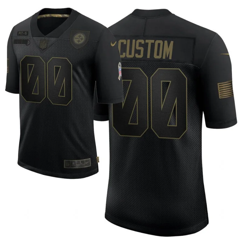 Custom Steelers Jersey for Youth 2020 Pittsburgh Steelers #00 Custom Black Salute To Service Limited Jersey -