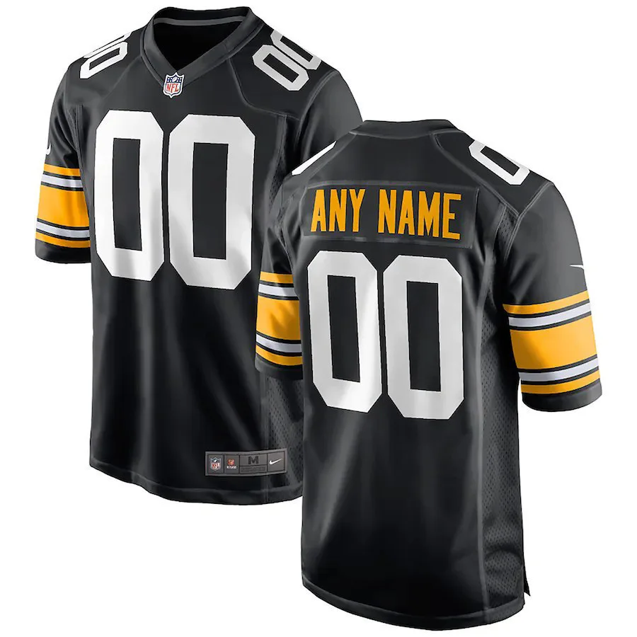Custom Steelers Jersey for Youth Pittsburgh Steelers Game Alternate Jersey - Black - Custom -