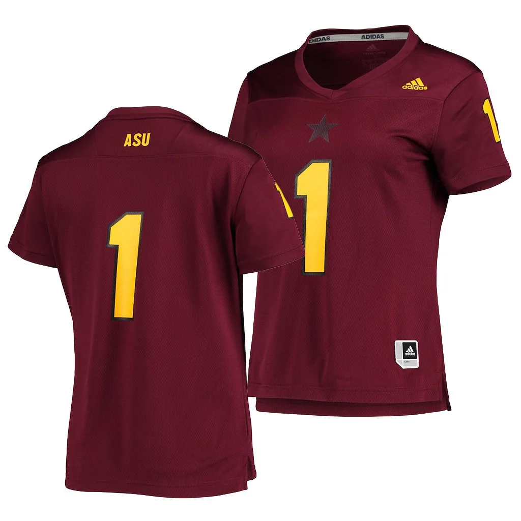 Woman's Arizona State Sun Devils Custom 1 Maroon College Football  Jersey