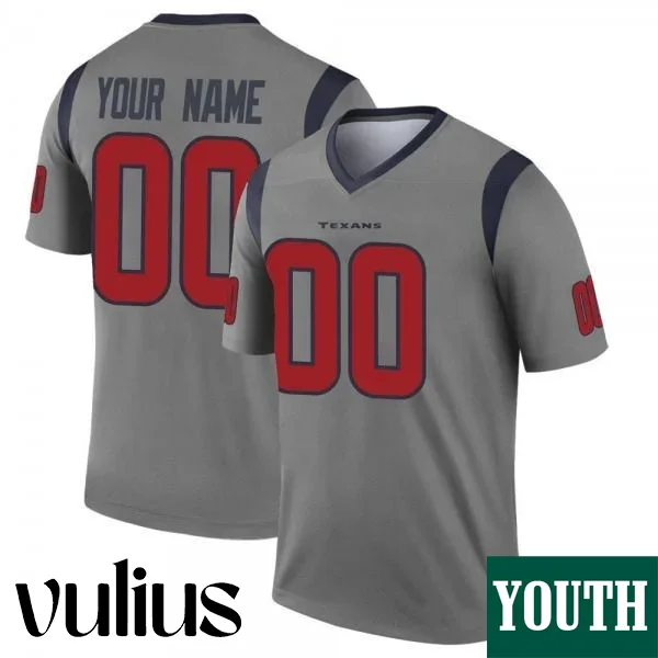 Custom Texans Jersey, Grey Youth's Jersey, Inverted Legend Jersey -