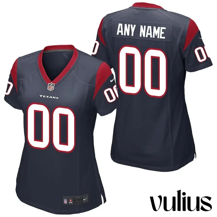 Custom Texans Jersey, Navy Woman's Jersey, Home Game Jersey -