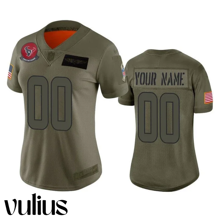 Custom Texans Jersey, Olive Woman's Jersey, 2019 Salute to Service Limited Jersey -