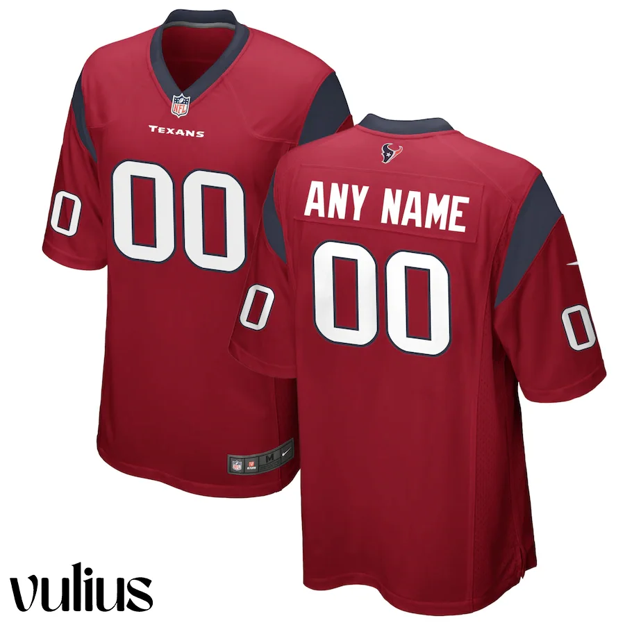 Custom Texans Jersey, Red Men's Jersey, Alternate Game Jersey -