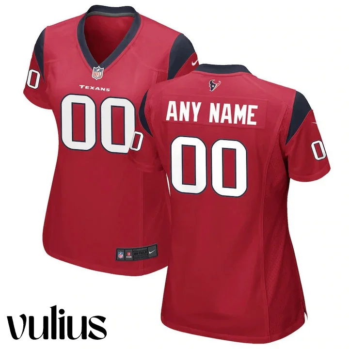 Custom Texans Jersey, Red Woman's Jersey, Alternate Custom Game Jersey -