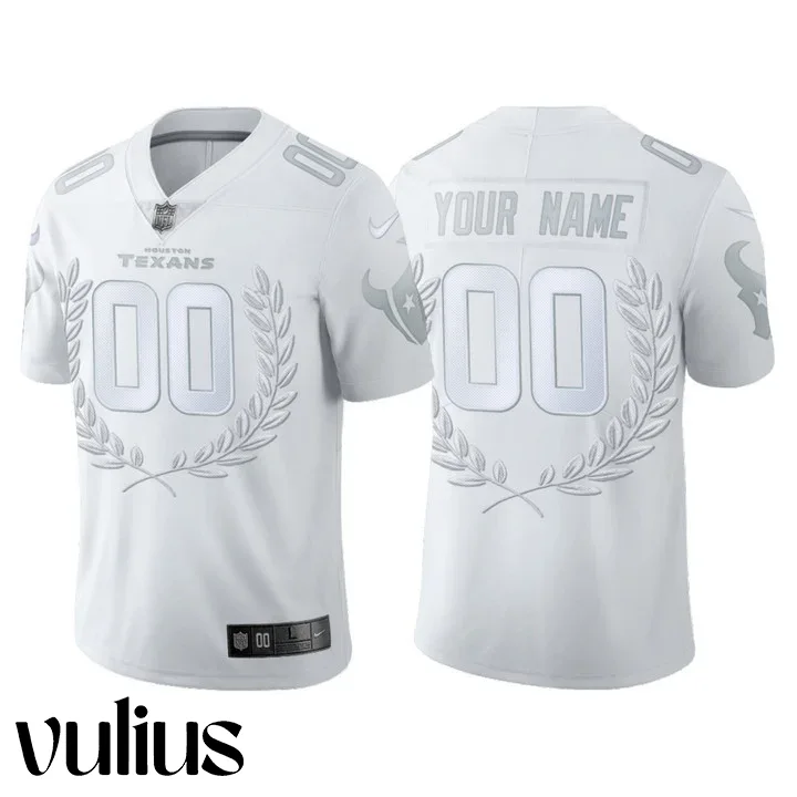 Custom Texans Jersey, White Men's Jersey, Platinum Limited Jersey -