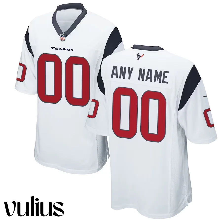 Custom Texans Jersey, White Men's Jersey, Road Game Jersey -