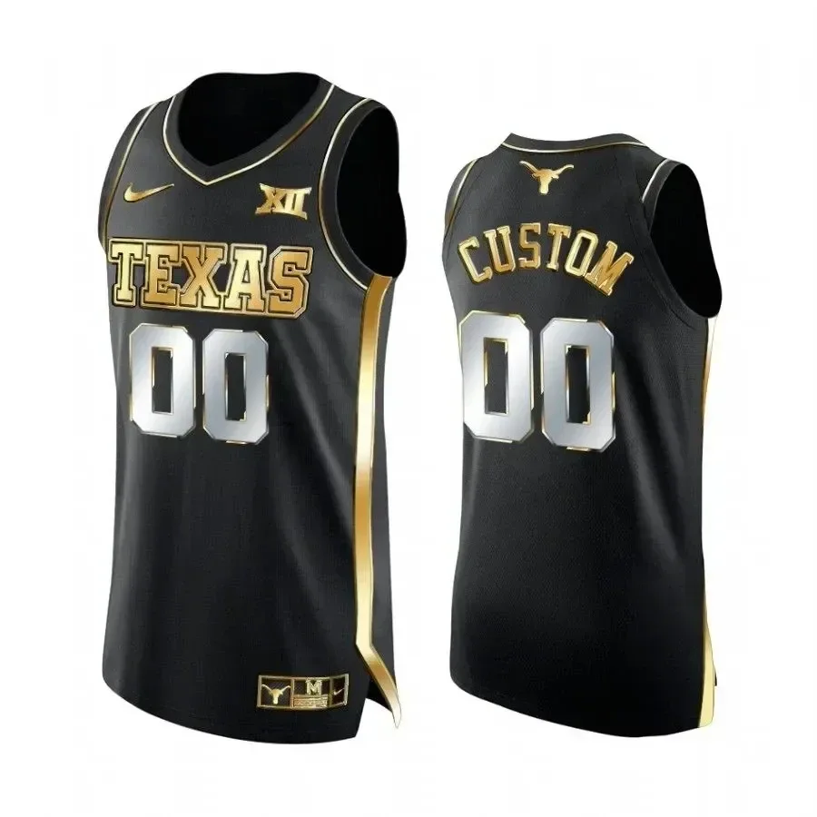 Men's Texas Longhorns Custom 2021 March Madness Jersey Black Golden , NCAA jerseys , Custom Texas Longhorns Jersey -