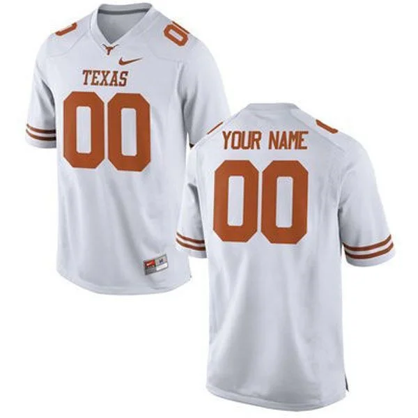 Men's Texas Longhorns White Customized Football Jersey , Custom Texas Longhorns Jersey -