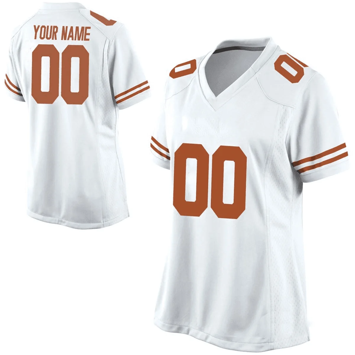 Woman's Texas Longhorns White Orange Customized Football Jersey , Custom Texas Longhorns Jersey -
