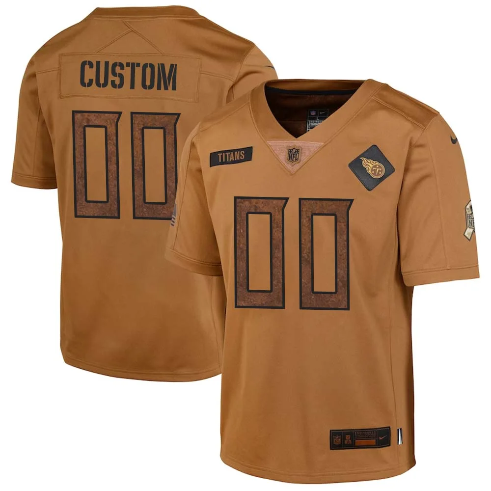 Custom Tennessee Titans 2023 Salute To Service Limited Jersey for Youth- Brown -