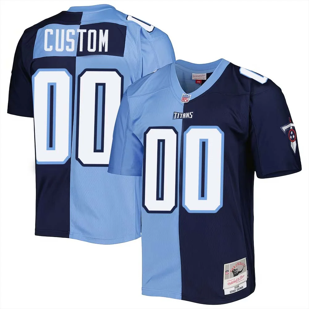 Custom Tennessee Titans Mitchell & Ness 1999 Split Legacy  Jersey - Navy Light Blue