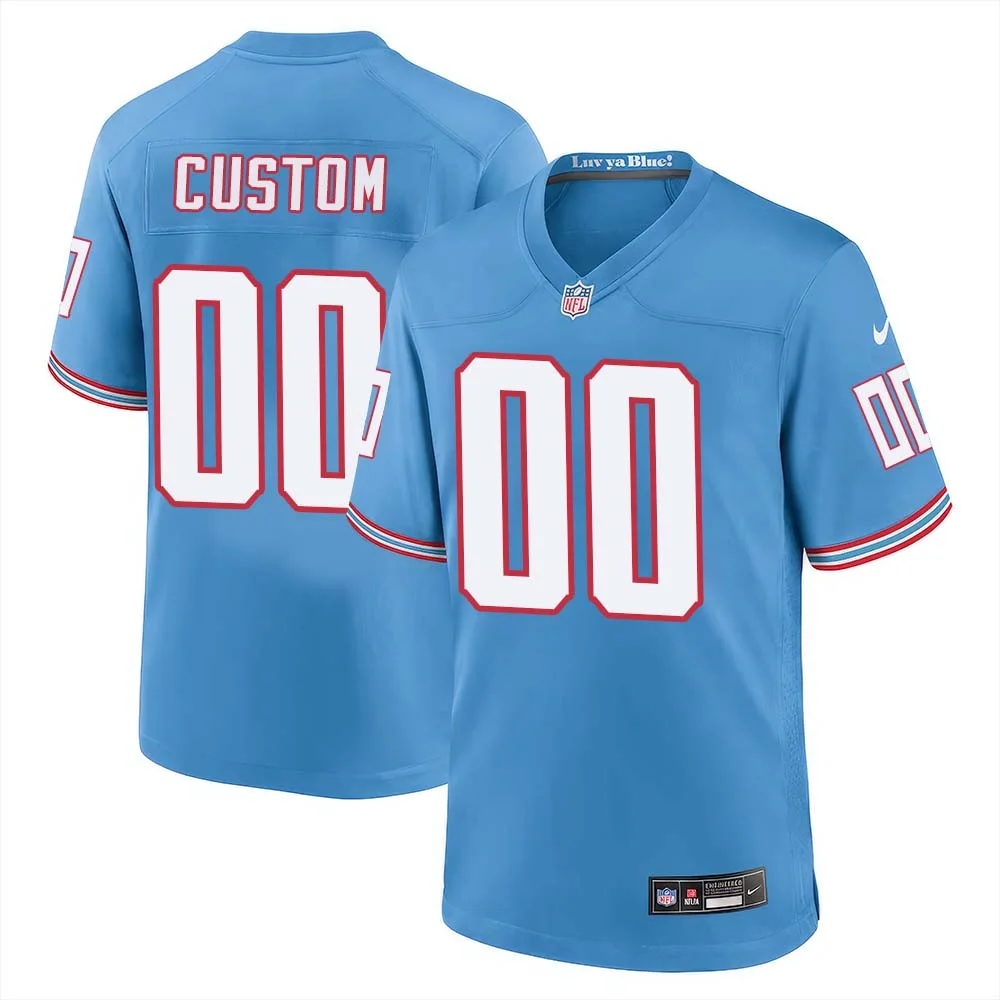Custom Tennessee Titans Oliers Throwback Player Game Jersey for Men- Light Blue -