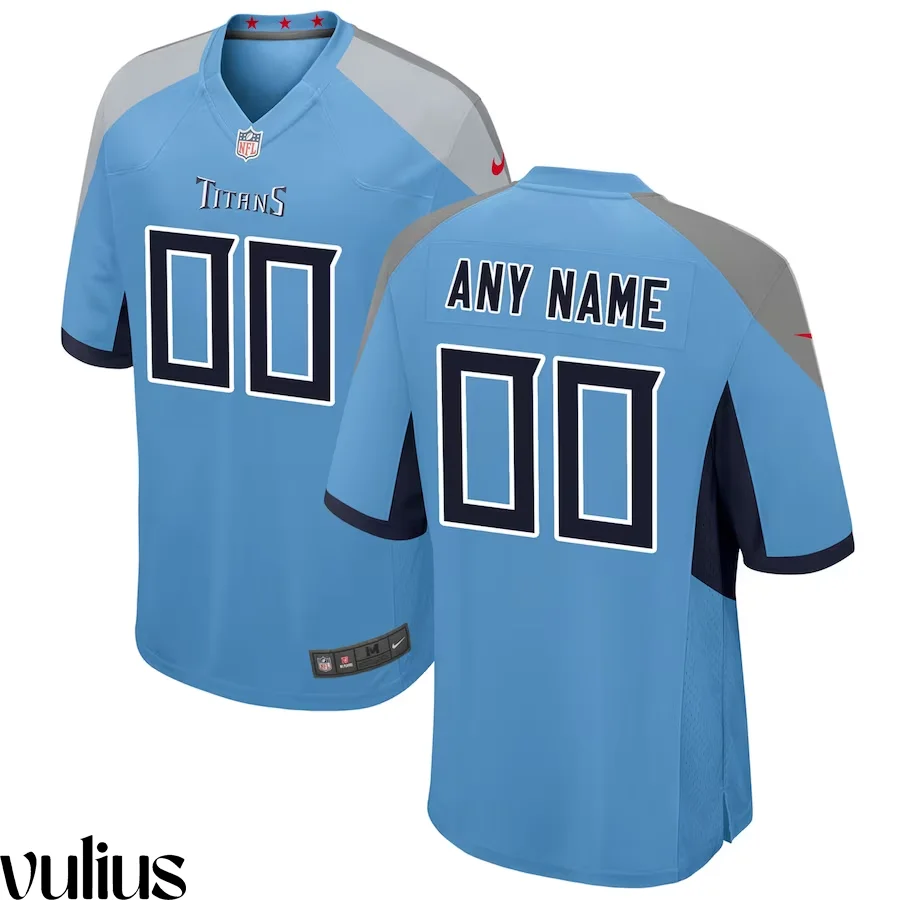 Custom Titans Jersey, Light Blue Men's Jersey, Alternate Game Jersey -