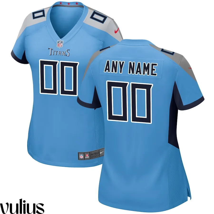 Custom Titans Jersey, Light Blue Woman's Jersey, Alternate Game Jersey -