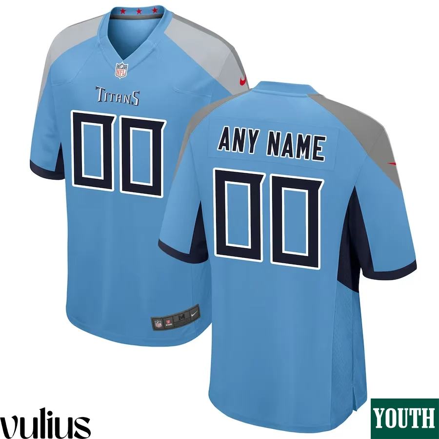 Custom Titans Jersey, Light Blue Youth's Jersey, Alternate Game Jersey -