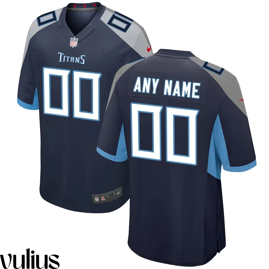 Custom Titans Jersey, Navy Men's Jersey, Home Game Jersey -