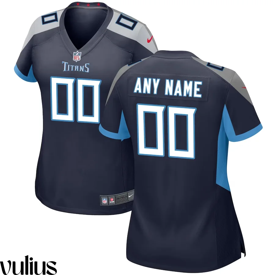 Custom Titans Jersey, Navy Woman's Jersey, Home Game Jersey -