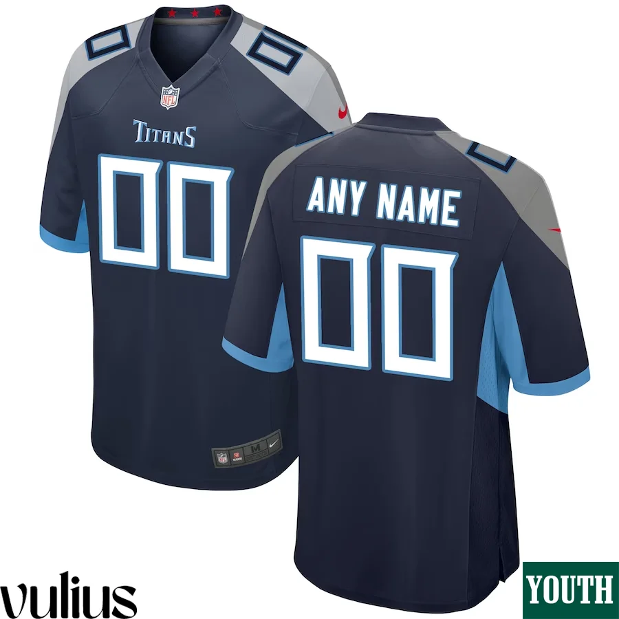Custom Titans Jersey, Navy Youth's Jersey, Home Game Jersey -