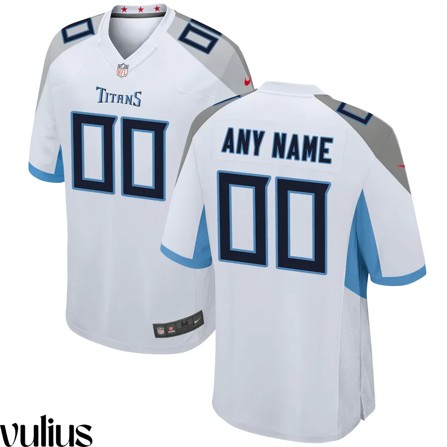 Custom Titans Jersey, White Men's Jersey, Road Game Jersey -
