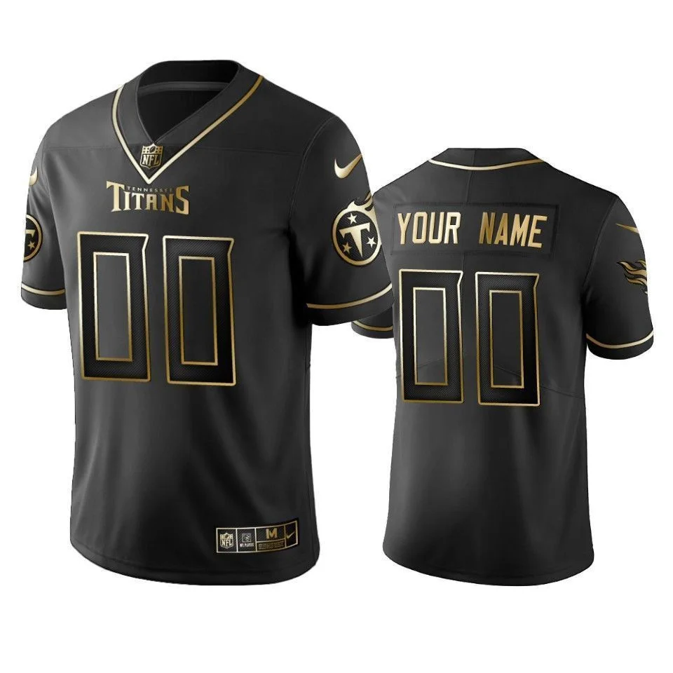 Men's 2019 Tennessee Titans Custom Black Golden Edition Vapor Untouchable Limited Jersey -