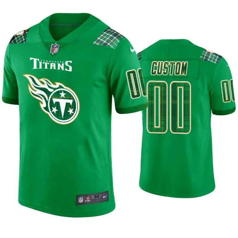 Men's St. Patrick's Day Tennessee Titans Custom Jersey Kelly Green -