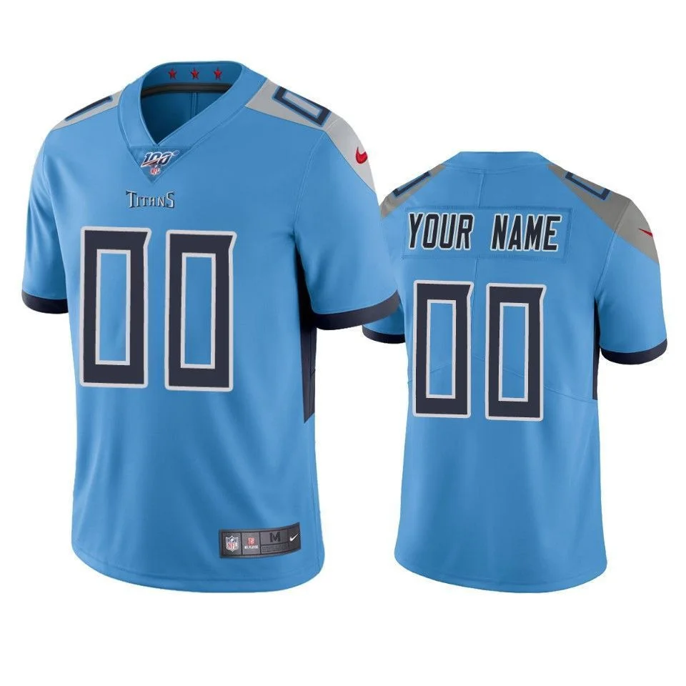 Men's Tennessee Titans Custom Light Blue 100th Season Vapor Limited Jersey -