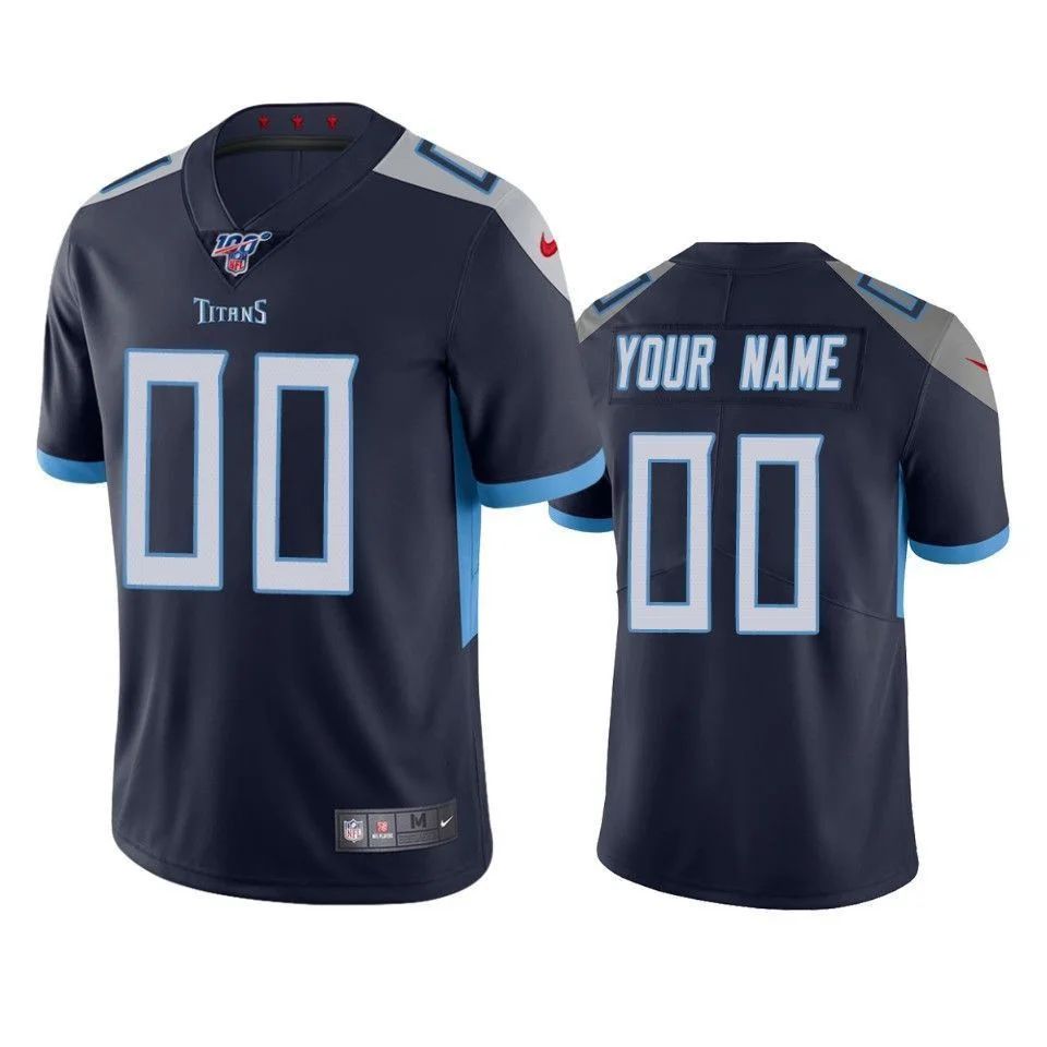 Men's Tennessee Titans Custom Navy 100th Season Vapor Limited Jersey -
