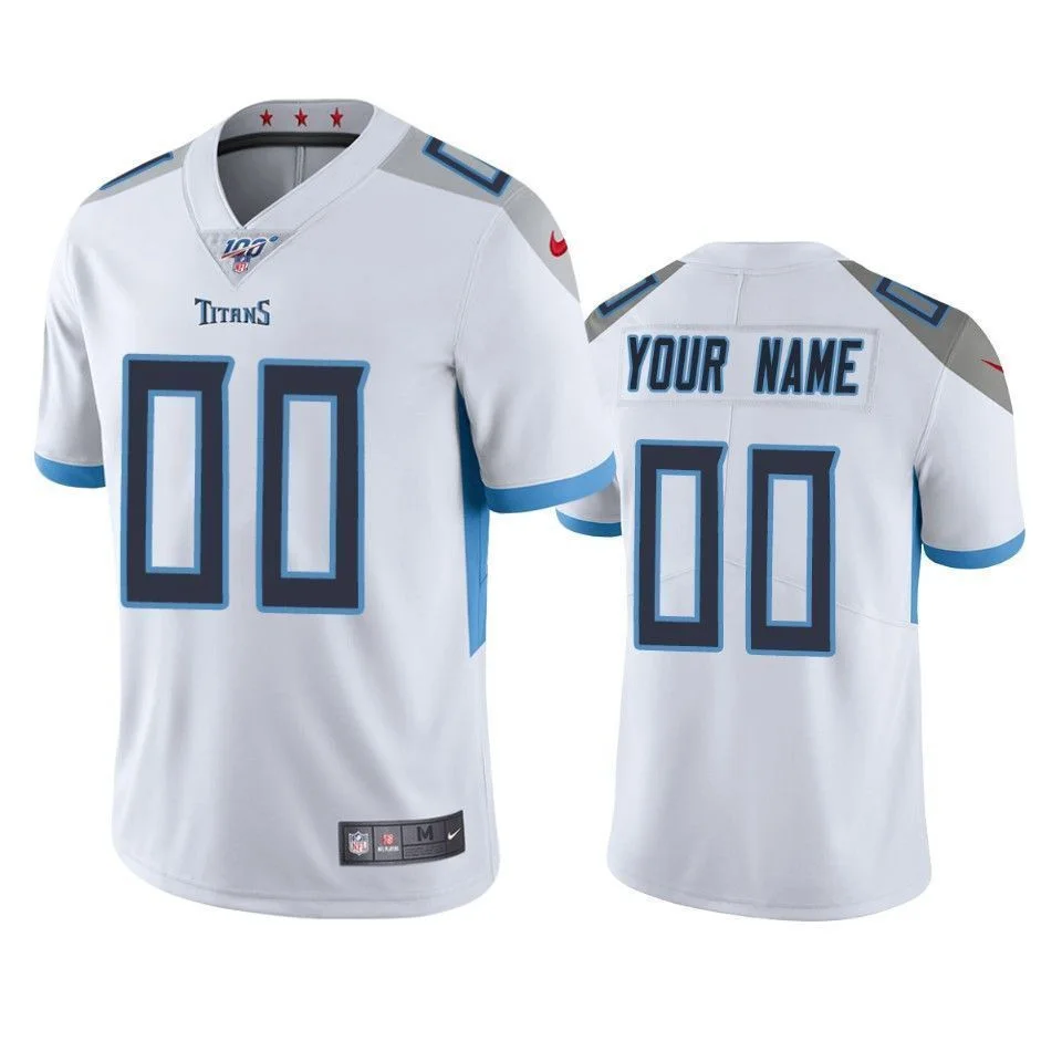 Men's Tennessee Titans Custom White 100th Season Vapor Limited Jersey -
