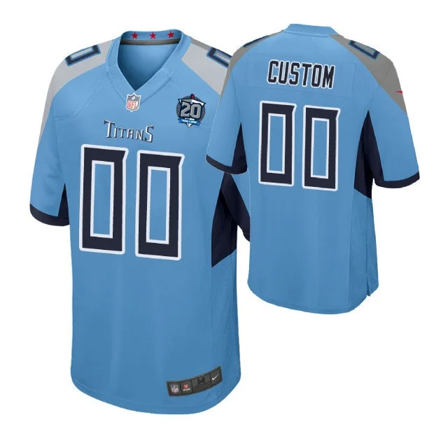 Youth's - Tennessee Titans #00 Custom Light Blue Game Jersey -