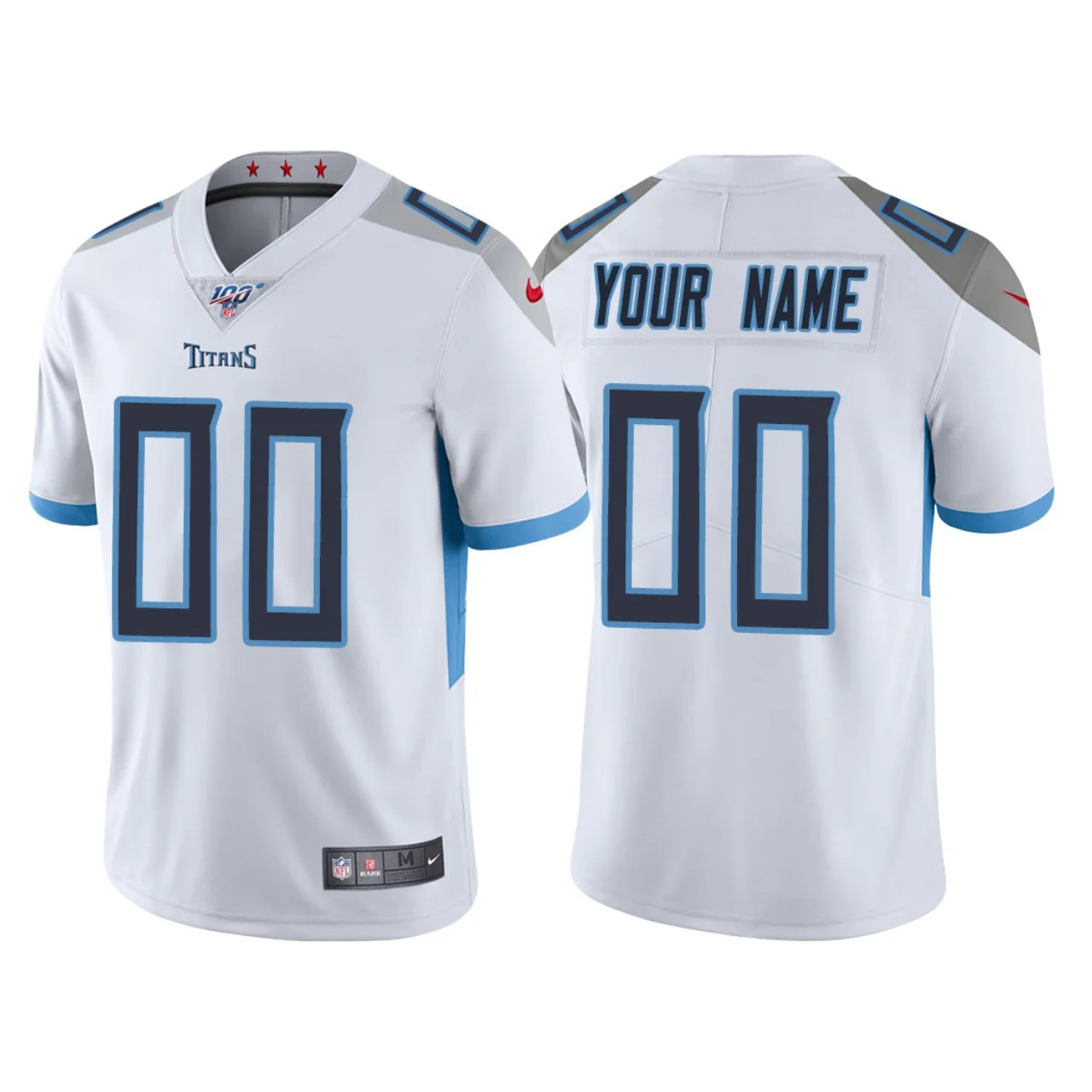 Youth's Tennessee Titans 100th Season #00 Custom White Vapor Limited Jersey -