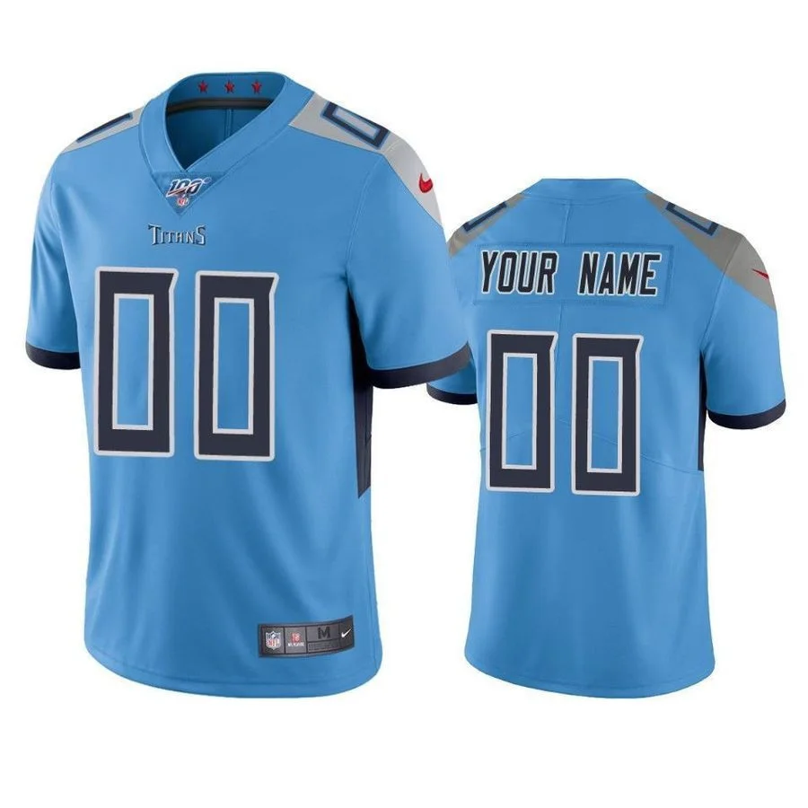 Youth's Tennessee Titans Custom Light Blue 100th Season Vapor Limited Jersey -