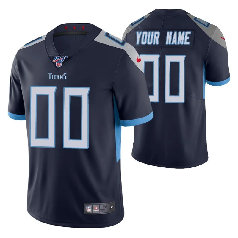 Youth's Tennessee Titans Custom Navy 100th Season Vapor Limited Jersey -