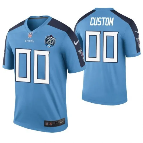 Youth's Tennessee Titans Light Blue 20th Anniversary Color Rush Legend Customized Jersey -